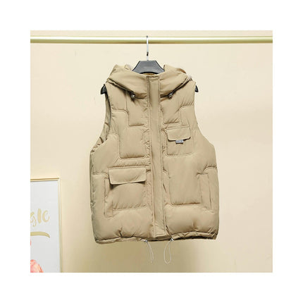 Puffer Vest for Women Zip Up Sleeveless Winter Hooded Padded Jacket Coat with Pockets