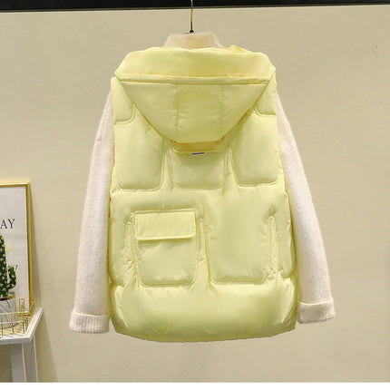 Puffer Vest for Women Zip Up Sleeveless Winter Hooded Padded Jacket Coat with Pockets