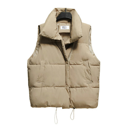 Womens Puffer Vest Stand Collar Zip Up Sleeveless Padded Gilet Coat with Pockets