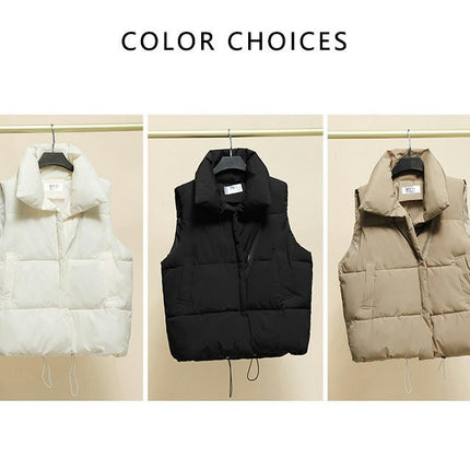 Womens Puffer Vest Stand Collar Zip Up Sleeveless Padded Gilet Coat with Pockets