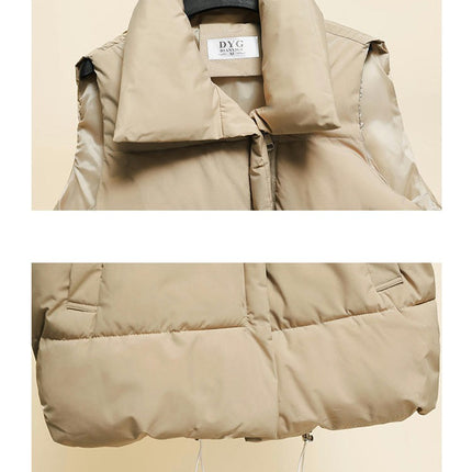 Womens Puffer Vest Stand Collar Zip Up Sleeveless Padded Gilet Coat with Pockets