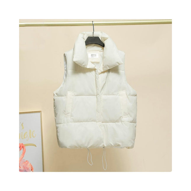 Womens Puffer Vest Stand Collar Zip Up Sleeveless Padded Gilet Coat with Pockets