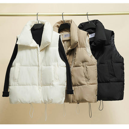Womens Puffer Vest Stand Collar Zip Up Sleeveless Padded Gilet Coat with Pockets