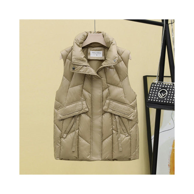 Women's Puffer Vest Sleeveless Zip Up Winter Padded Gilet Jacket with Pockets