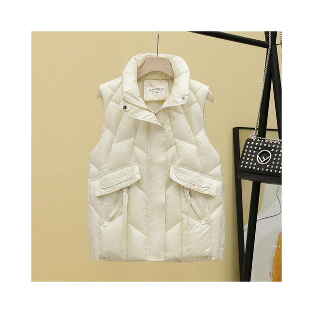 Women's Puffer Vest Sleeveless Zip Up Winter Padded Gilet Jacket with Pockets