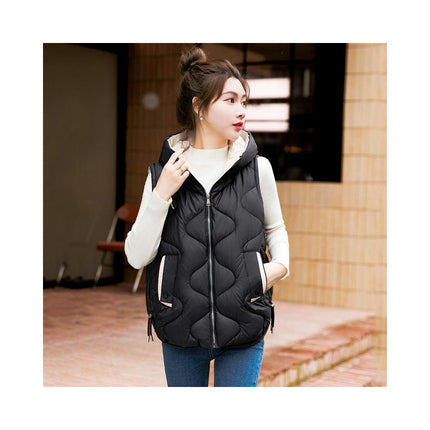 Womens Quilted Puffer Vest Hooded Winter Casual Sleeveless Gilet with Pockets