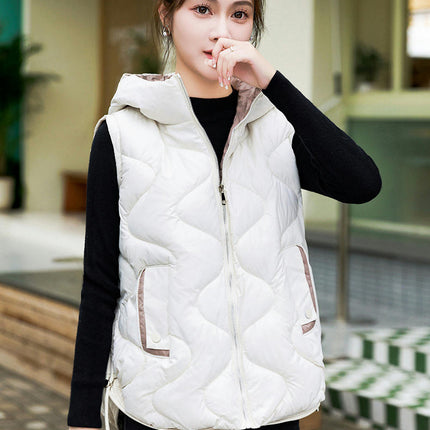 Womens Quilted Puffer Vest Hooded Winter Casual Sleeveless Gilet with Pockets