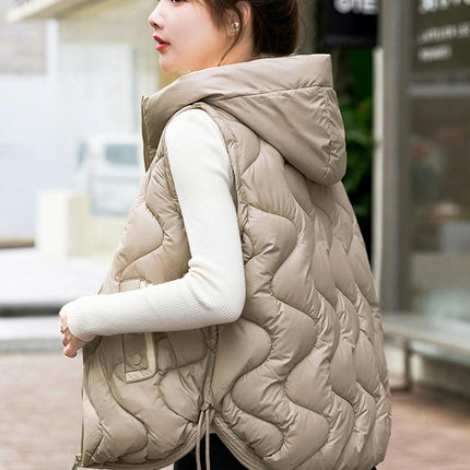 Womens Quilted Puffer Vest Hooded Winter Casual Sleeveless Gilet with Pockets