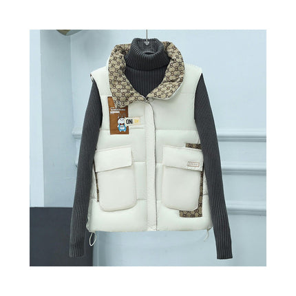 Puffer Vest for Women Sleeveless Stand Collar Zip Up Padded Winter Jacket Gilet Coat