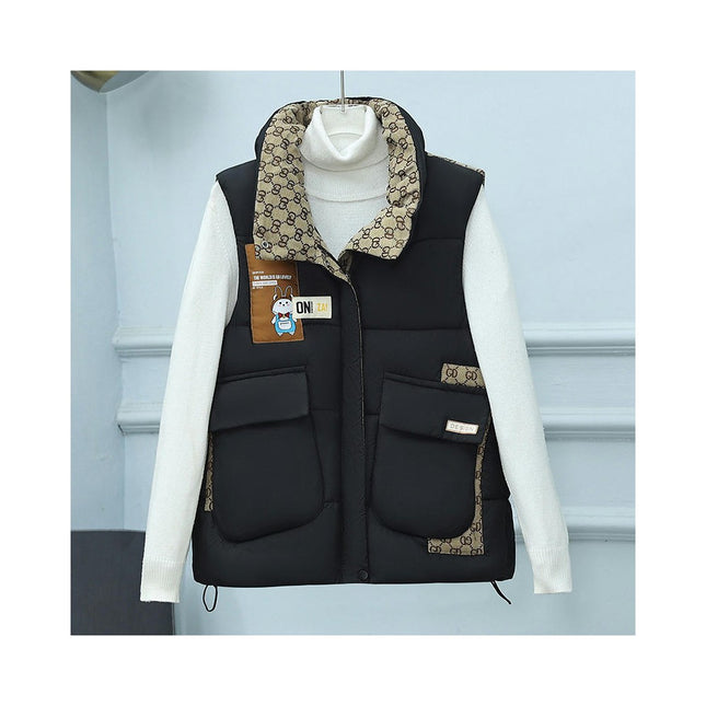 Puffer Vest for Women Sleeveless Stand Collar Zip Up Padded Winter Jacket Gilet Coat