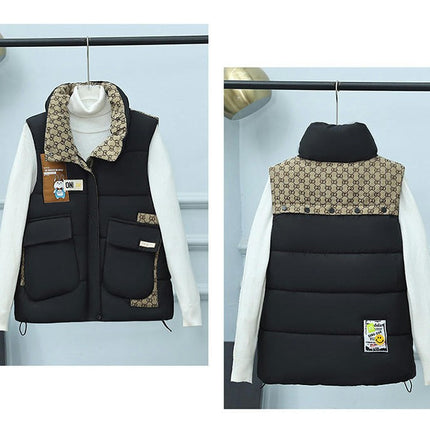 Puffer Vest for Women Sleeveless Stand Collar Zip Up Padded Winter Jacket Gilet Coat