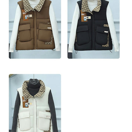 Puffer Vest for Women Sleeveless Stand Collar Zip Up Padded Winter Jacket Gilet Coat