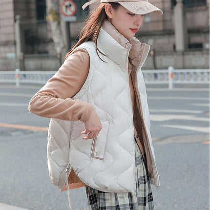 Women's Winter Puffer Vest Quilted Stand Collar Zip Up Padded Coat with Pockets