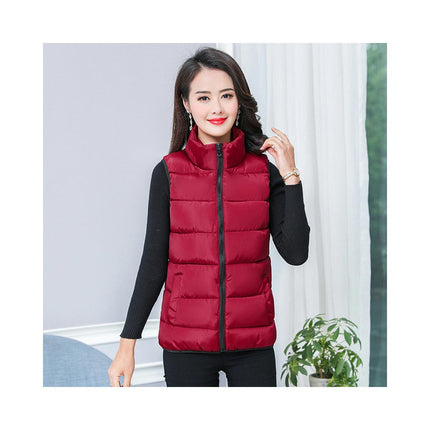 Women's Puffer Vest Stand Collar Sleeveless Zip Up Coats Warm Winter Jacket with Pockets