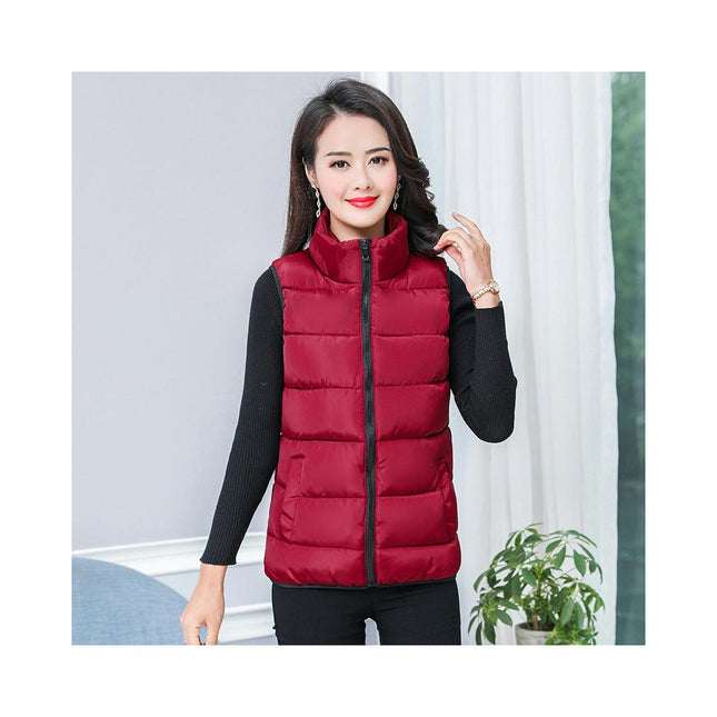 Women's Puffer Vest Stand Collar Sleeveless Zip Up Coats Warm Winter Jacket with Pockets