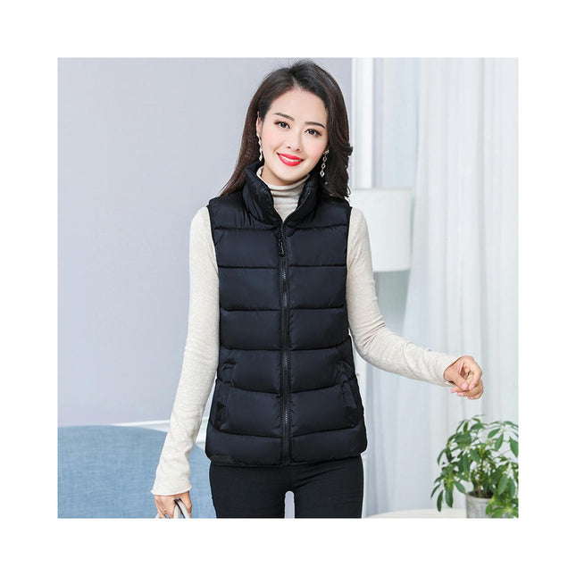 Women's Puffer Vest Stand Collar Sleeveless Zip Up Coats Warm Winter Jacket with Pockets