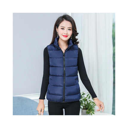 Women's Puffer Vest Stand Collar Sleeveless Zip Up Coats Warm Winter Jacket with Pockets