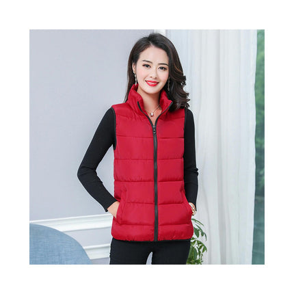 Women's Puffer Vest Stand Collar Sleeveless Zip Up Coats Warm Winter Jacket with Pockets