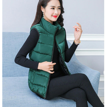 Women's Puffer Vest Stand Collar Sleeveless Zip Up Coats Warm Winter Jacket with Pockets