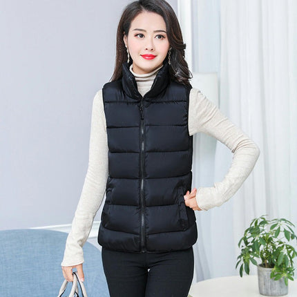 Women's Puffer Vest Stand Collar Sleeveless Zip Up Coats Warm Winter Jacket with Pockets