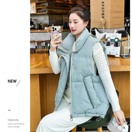 Womens Puffer Vest Stand Collar Sleeveless Jacket Zip Up Padded Outerwear