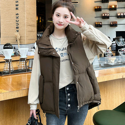 Womens Puffer Vest Stand Collar Sleeveless Jacket Zip Up Padded Outerwear