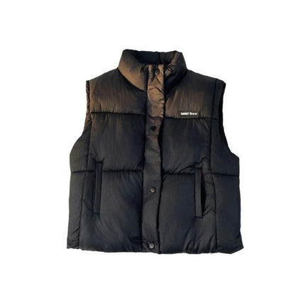Women's Winter Warm Padded Cropped Vest Sleeveless Stand Collar Puffer Vest
