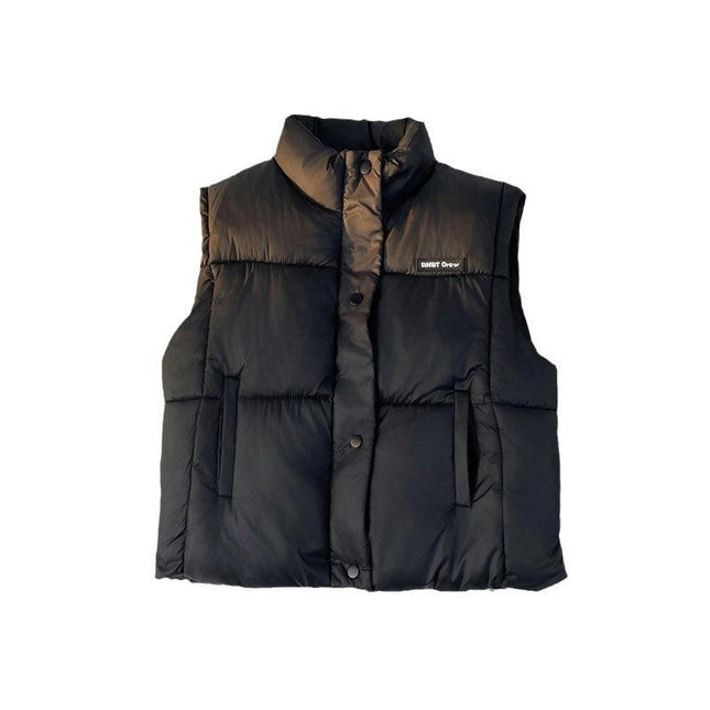 Women's Winter Warm Padded Cropped Vest Sleeveless Stand Collar Puffer Vest