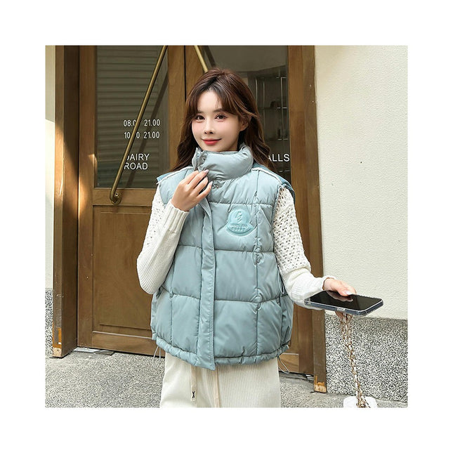 Women's Winter Cropped Puffer Vest Sleeveless Quilted Padded  Warm Outerwear