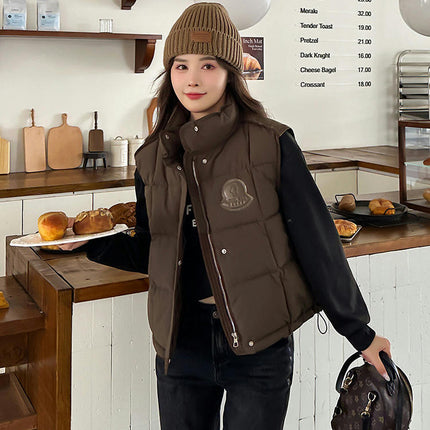 Women's Winter Cropped Puffer Vest Sleeveless Quilted Padded  Warm Outerwear