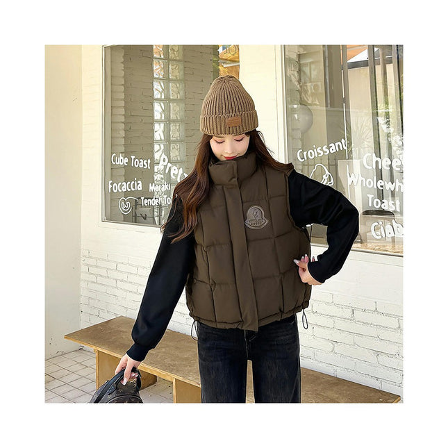Women's Winter Cropped Puffer Vest Sleeveless Quilted Padded  Warm Outerwear