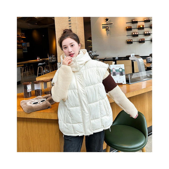 Womens Quilted Puffer Vest Sleeveless Warm Winter Hooded Jacket Outerwear