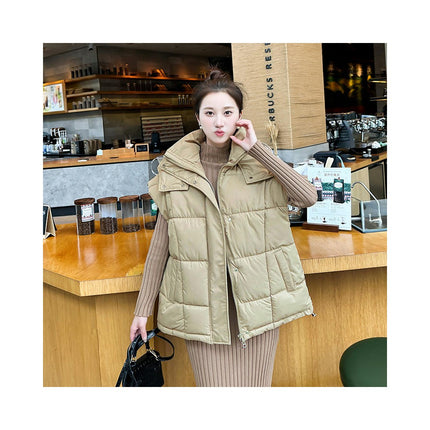 Womens Quilted Puffer Vest Sleeveless Warm Winter Hooded Jacket Outerwear