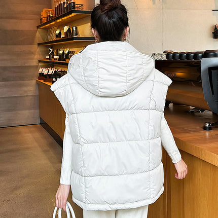 Womens Quilted Puffer Vest Sleeveless Warm Winter Hooded Jacket Outerwear