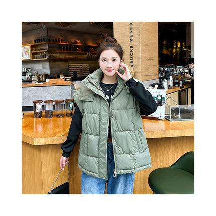 Womens Quilted Puffer Vest Sleeveless Warm Winter Hooded Jacket Outerwear
