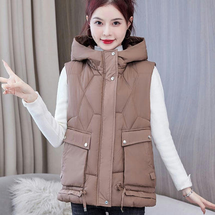 Women's Puffer Vest Sleeveless Hooded Zip Up Jacket Winter Outerwear