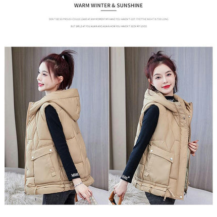 Women's Puffer Vest Sleeveless Hooded Zip Up Jacket Winter Outerwear