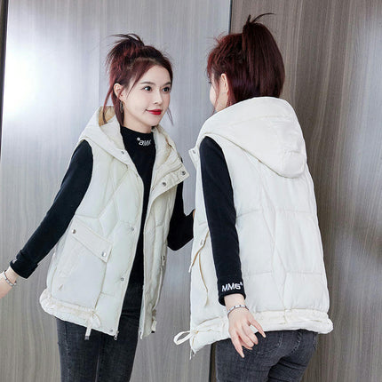 Women's Puffer Vest Sleeveless Hooded Zip Up Jacket Winter Outerwear