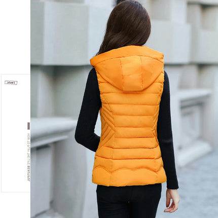 Women's Slim Sleeveless Puffer Vest Quilted Hooded Winter Coat