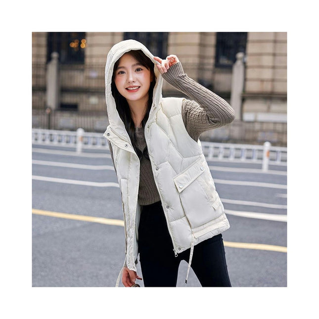 Puffer Vest for Women Hooded Winter Zip Up Sleeveless Jackets Short Coats