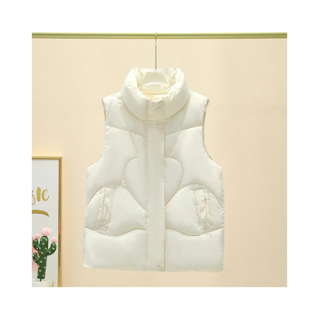 Women's Cropped Puffer Vest Stand Collar Sleeveless Zip Up Padded Coat