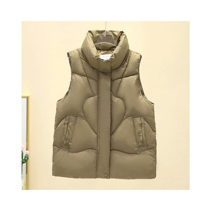 Women's Cropped Puffer Vest Stand Collar Sleeveless Zip Up Padded Coat