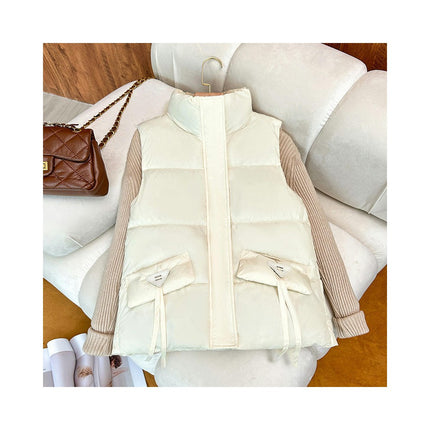 Womens Puffer Vest Sleeveless Zip Up Quilted Coat Stand Collar Jacket with Pockets