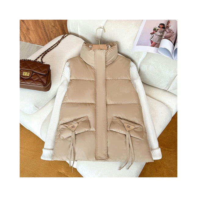 Womens Puffer Vest Sleeveless Zip Up Quilted Coat Stand Collar Jacket with Pockets