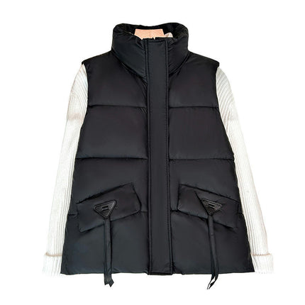 Womens Puffer Vest Sleeveless Zip Up Quilted Coat Stand Collar Jacket with Pockets