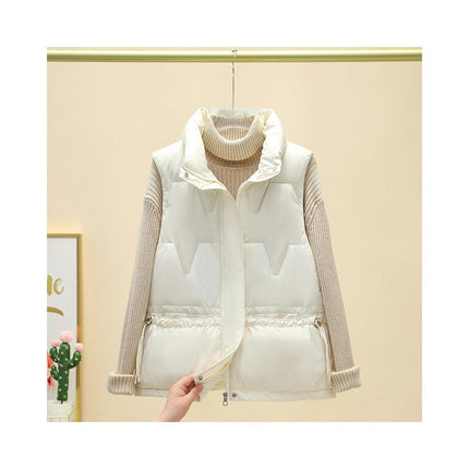Womens Puffer Vest Sleeveless Stand Collar Jacket Zip Up Coat with Pockets