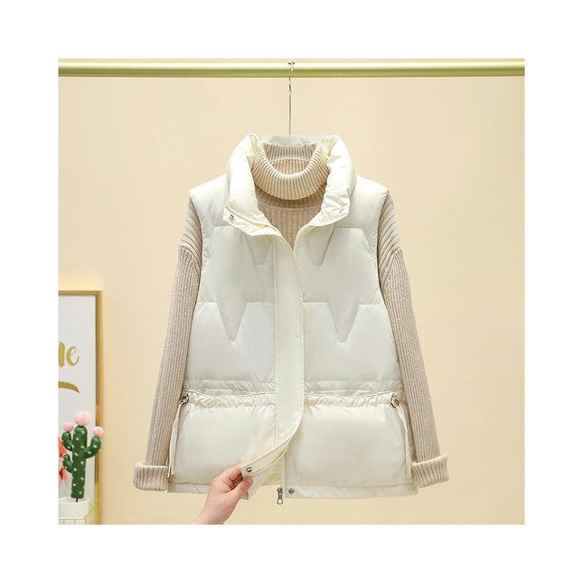 Womens Puffer Vest Sleeveless Stand Collar Jacket Zip Up Coat with Pockets