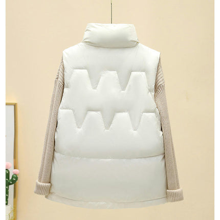 Womens Puffer Vest Sleeveless Stand Collar Jacket Zip Up Coat with Pockets