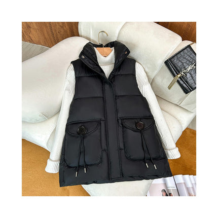 Women's Winter Puffer Vest Stand Collar Sleeveless Short Coat with Pockets