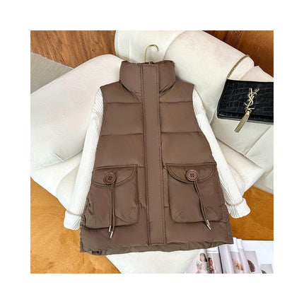 Women's Winter Puffer Vest Stand Collar Sleeveless Short Coat with Pockets